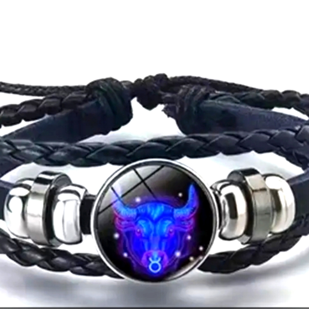 Taurus Constellation Sign Adjustabpe Black Bracelet